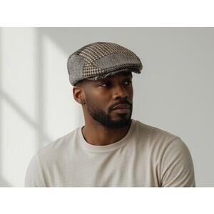 DPG 1921 Wool Blend Plaid Newsboy Cap Hat Size L XL Brown Retro Classic Heritage